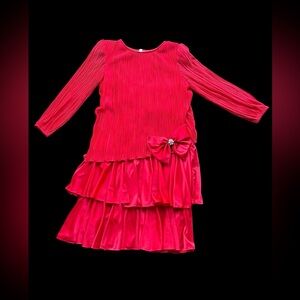 ✨Vintage Pink pleated tiered After Dark dress with ruffles and bow detail✨
